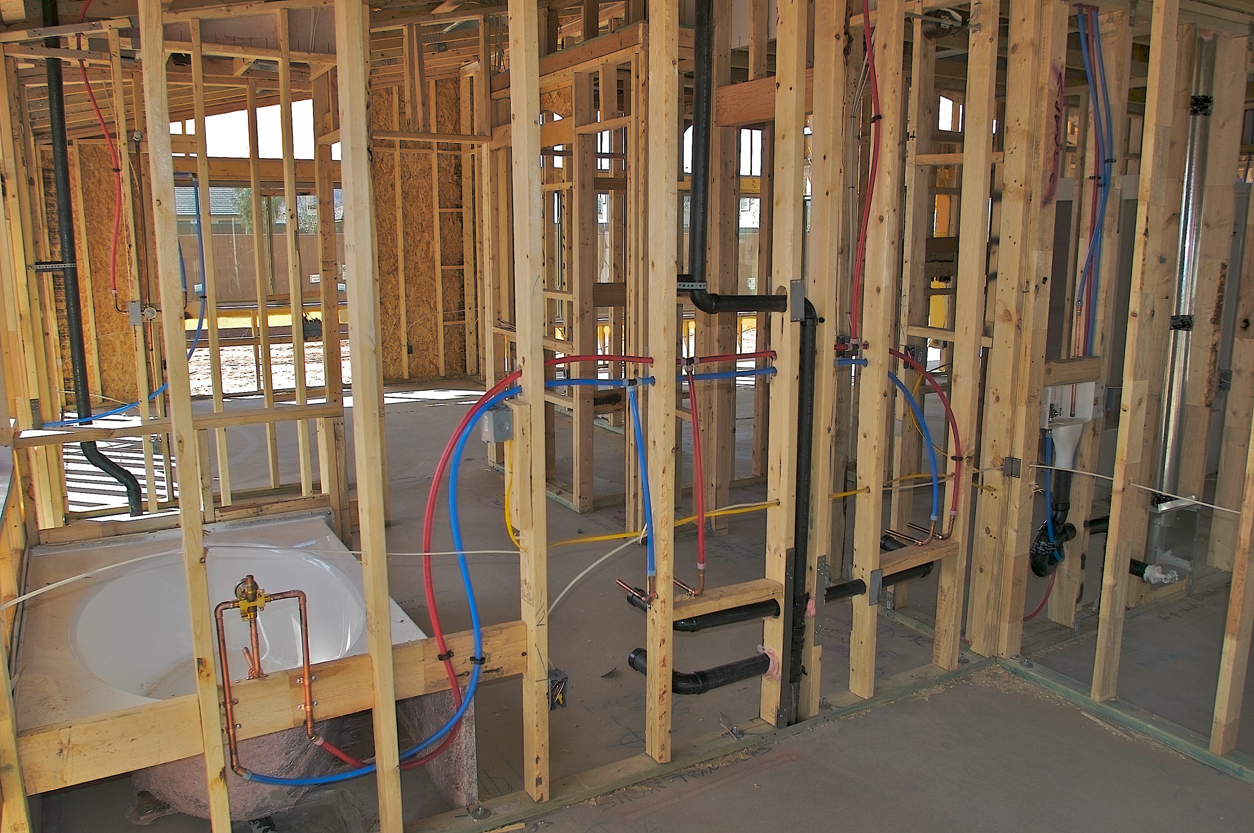 Plumbing Inside A House Frame